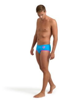 ARENA ONE 12CM SWIM BRIEFS BIG LOGO / TURQUOISE-FLUO PINK – NEW COLOR