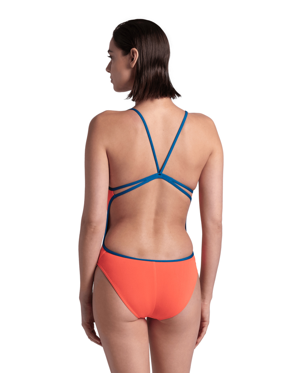ARENA COSTUME INTERO DONNA TEAM LACE - BRIGHT CORAL/BLUE COSMO - NEW - immagine 2